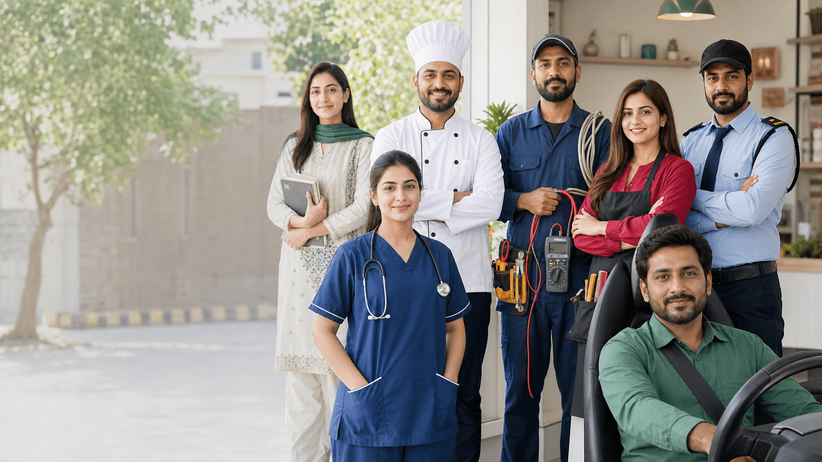 Pakistani service professionals ready for work